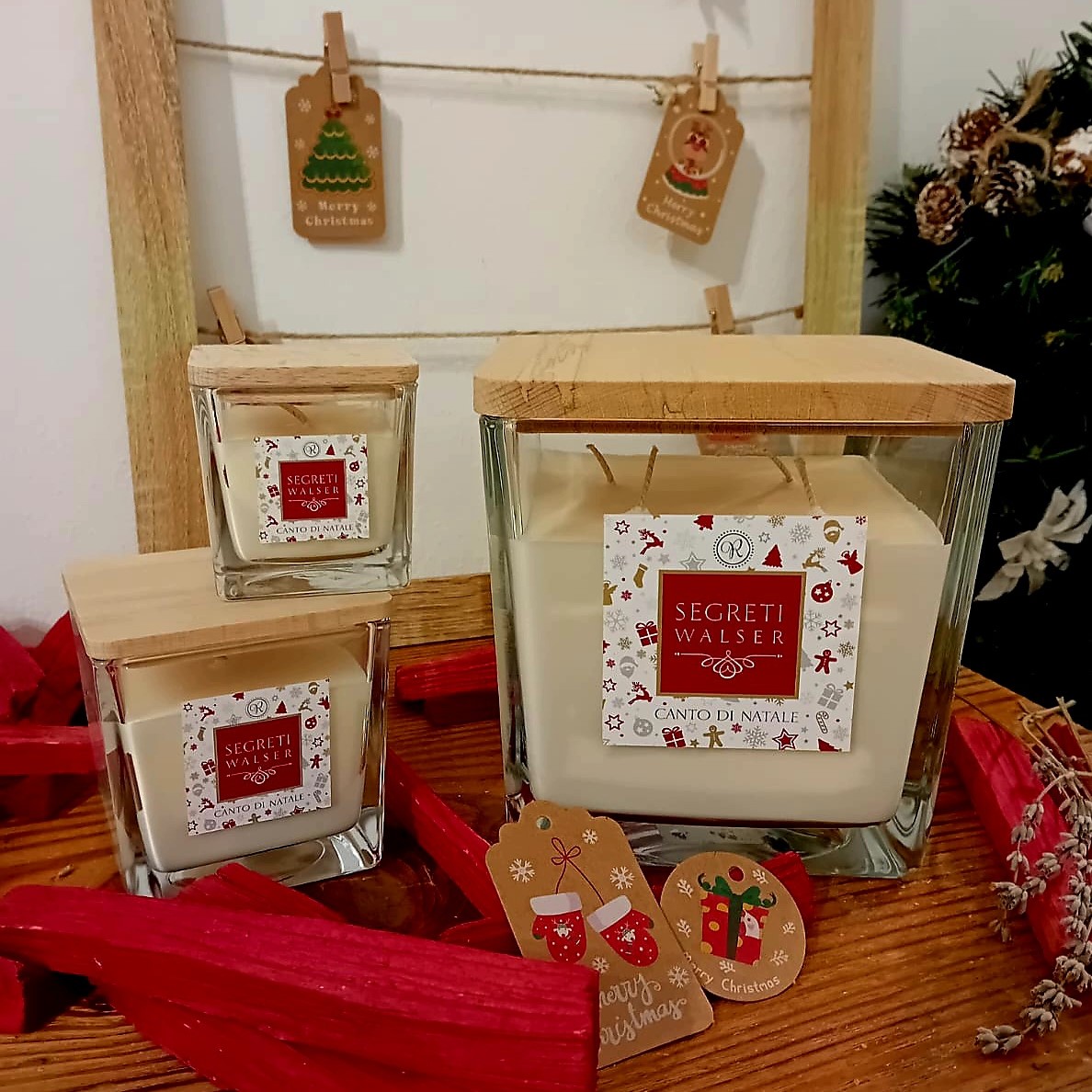 CANDELA CANTO DI NATALE 6X6 - Linea Ricordo - Segreti Walser